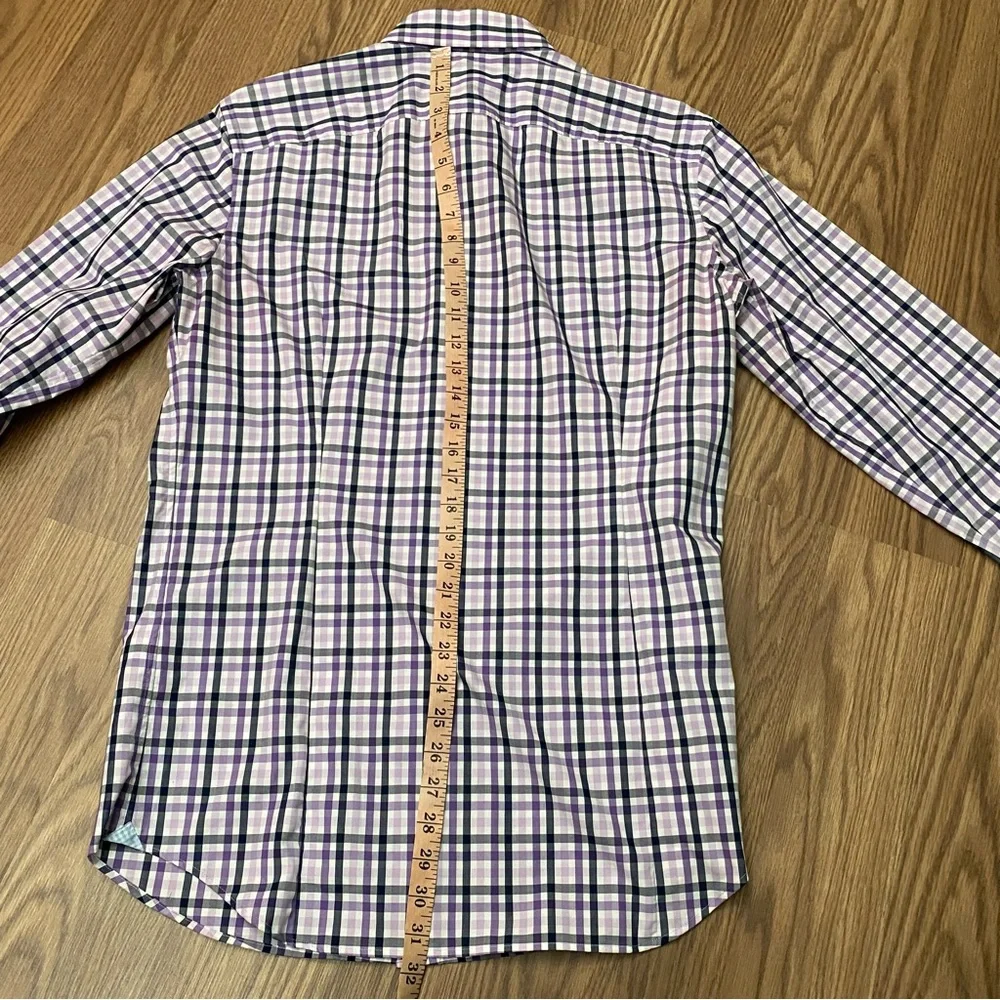 Banana Republic Grant Fit Shirt Mens Size M Lilac Plaid Supima Cotton Button Up